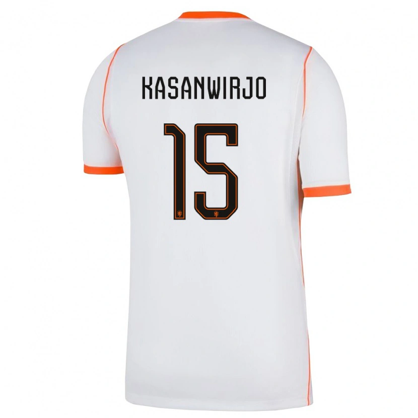 Danxen Män Nederländerna Neraysho Kasanwirjo #15 Vit Orange Bortatröja Matchtröjor 26-28 Tröjor T-Tröja