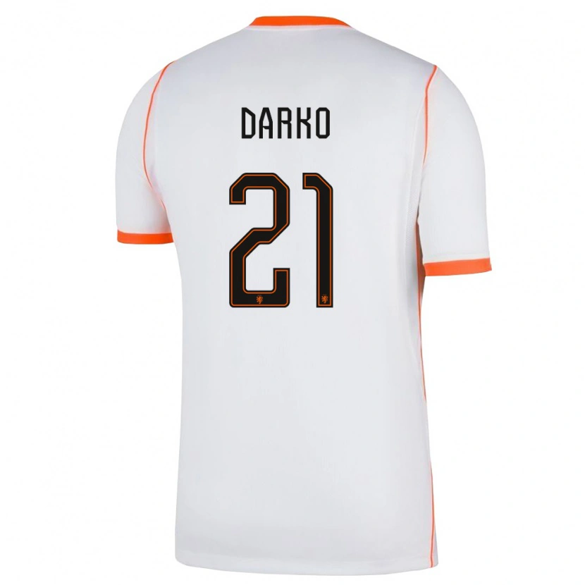 Danxen Män Nederländerna Denzel Darko #21 Vit Orange Bortatröja Matchtröjor 26-28 Tröjor T-Tröja