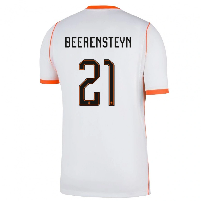 Danxen Män Nederländerna Lineth Beerensteyn #21 Vit Orange Bortatröja Matchtröjor 26-28 Tröjor T-Tröja