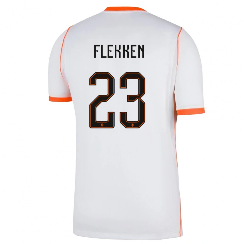 Danxen Män Nederländerna Mark Flekken #23 Vit Orange Bortatröja Matchtröjor 26-28 Tröjor T-Tröja