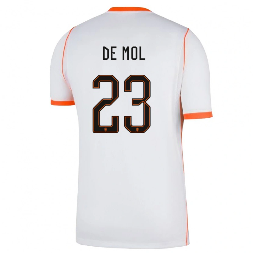 Danxen Män Nederländerna Stenn De Mol #23 Vit Orange Bortatröja Matchtröjor 26-28 Tröjor T-Tröja