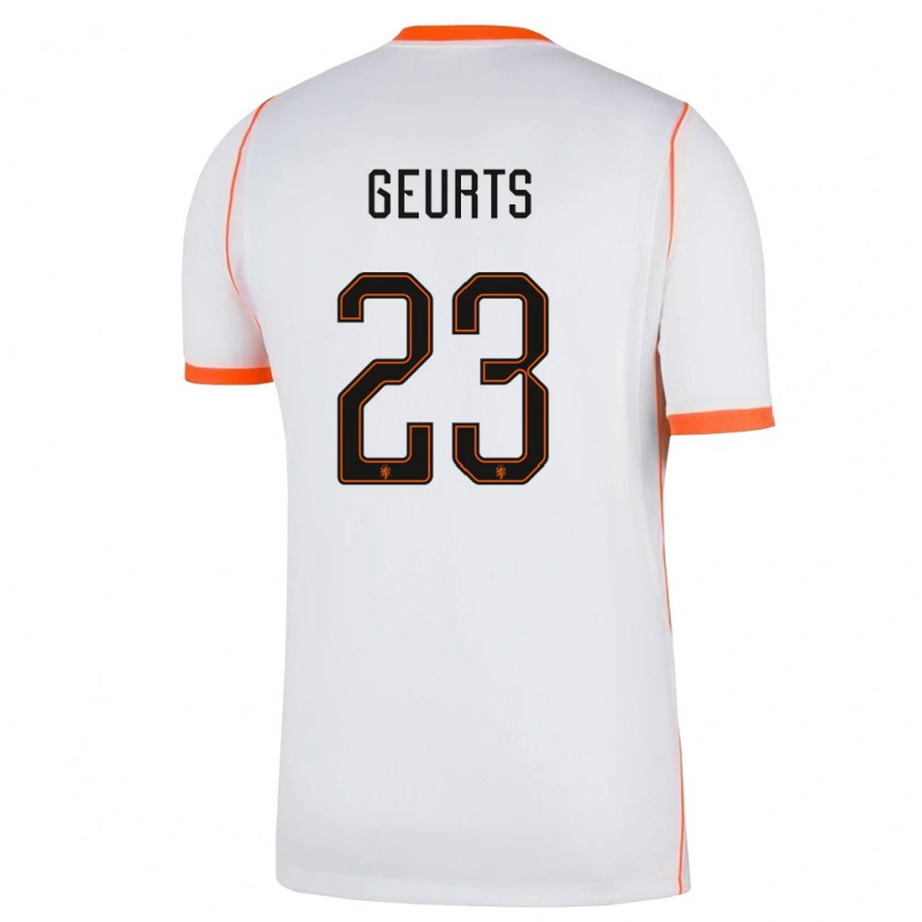 Danxen Män Nederländerna Loes Geurts #23 Vit Orange Bortatröja Matchtröjor 26-28 Tröjor T-Tröja