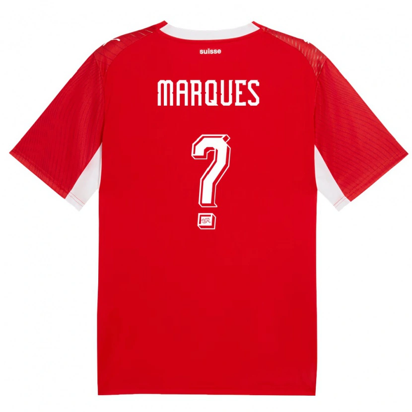 Danxen Kvinnor Schweiz Samuel Marques #0 Röd Vit Hemmatröja Matchtröjor 26-28 Tröjor T-Tröja
