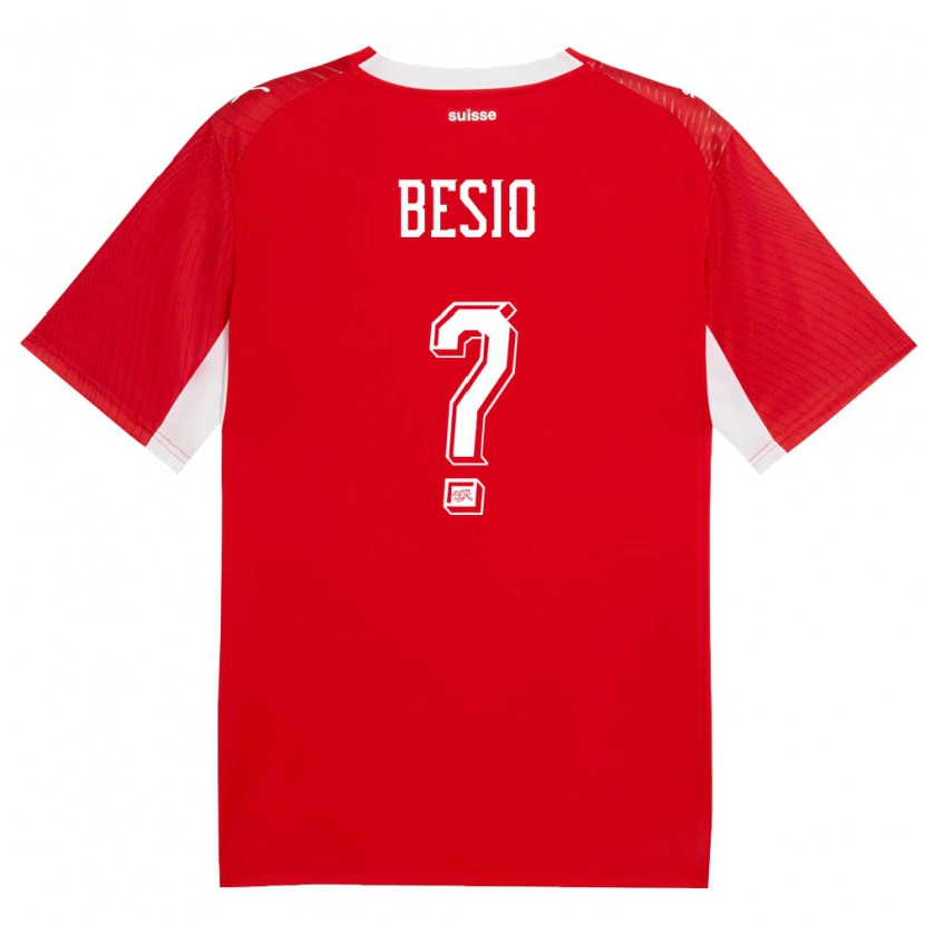 Danxen Kvinnor Schweiz Diego Besio #0 Röd Vit Hemmatröja Matchtröjor 26-28 Tröjor T-Tröja