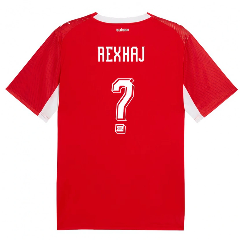 Danxen Kvinnor Schweiz Agon Rexhaj #0 Röd Vit Hemmatröja Matchtröjor 26-28 Tröjor T-Tröja