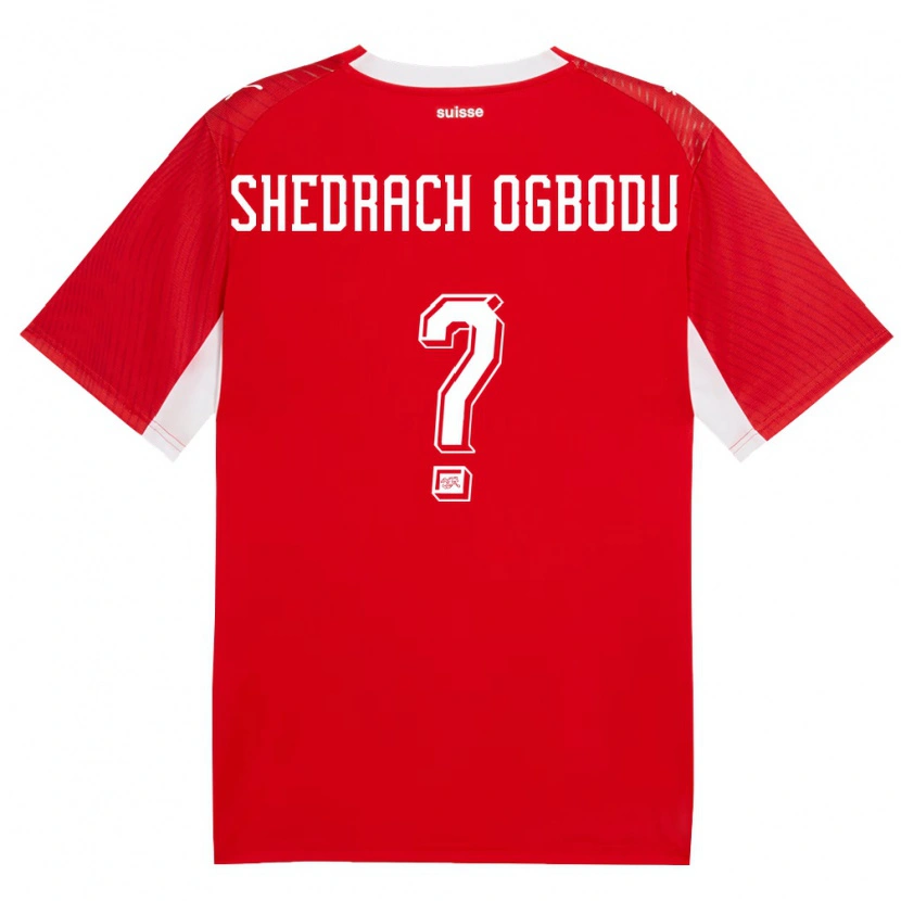 Danxen Kvinnor Schweiz Shedrach Ogbodu #0 Röd Vit Hemmatröja Matchtröjor 26-28 Tröjor T-Tröja