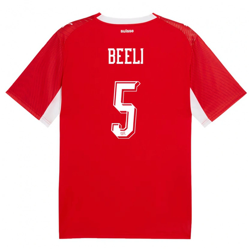 Danxen Kvinnor Schweiz Mischa Beeli #5 Röd Vit Hemmatröja Matchtröjor 26-28 Tröjor T-Tröja