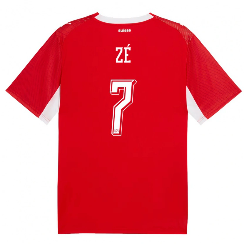 Danxen Kvinnor Schweiz Junior Zé #7 Röd Vit Hemmatröja Matchtröjor 26-28 Tröjor T-Tröja
