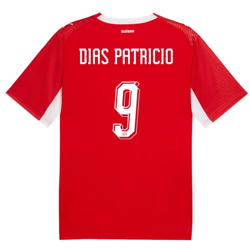 Danxen Kvinnor Schweiz Alexandre Dias Patricio #9 Röd Vit Hemmatröja Matchtröjor 26-28 Tröjor T-Tröja