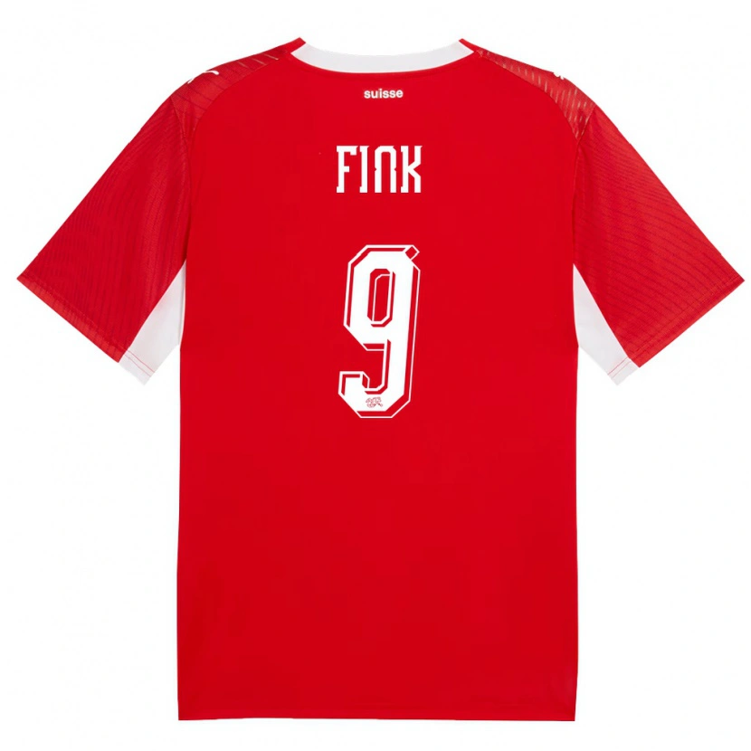 Danxen Kvinnor Schweiz Bradley Fink #9 Röd Vit Hemmatröja Matchtröjor 26-28 Tröjor T-Tröja