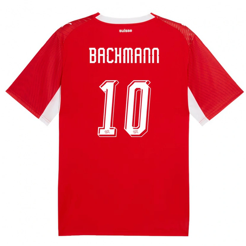 Danxen Kvinnor Schweiz Ramona Bachmann #10 Röd Vit Hemmatröja Matchtröjor 26-28 Tröjor T-Tröja