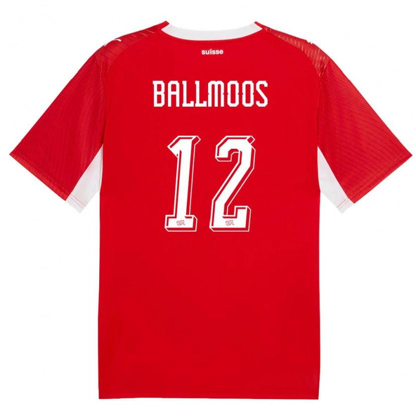 Danxen Kvinnor Schweiz David Von Ballmoos #12 Röd Vit Hemmatröja Matchtröjor 26-28 Tröjor T-Tröja