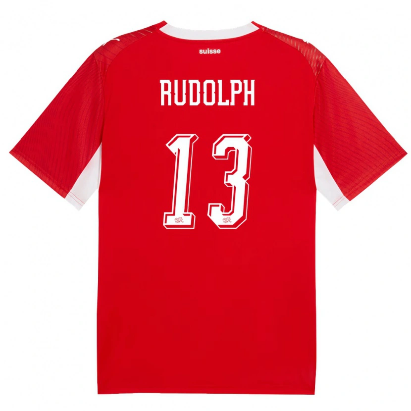Danxen Kvinnor Schweiz Fritz Rudolph #13 Röd Vit Hemmatröja Matchtröjor 26-28 Tröjor T-Tröja