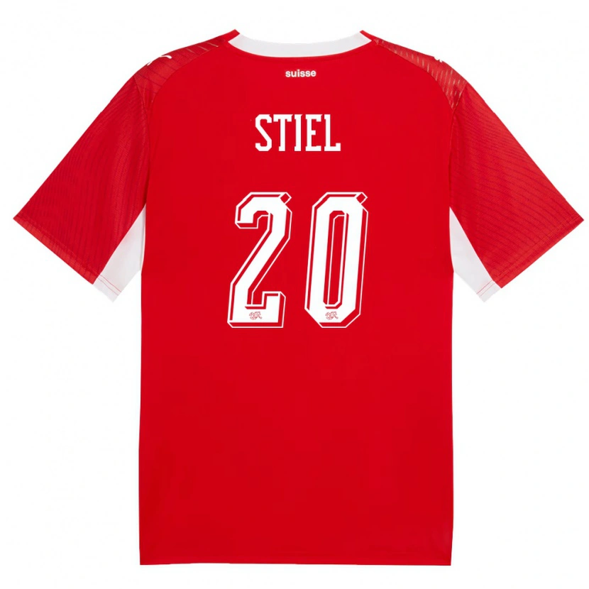 Danxen Kvinnor Schweiz Jill Stiel #20 Röd Vit Hemmatröja Matchtröjor 26-28 Tröjor T-Tröja