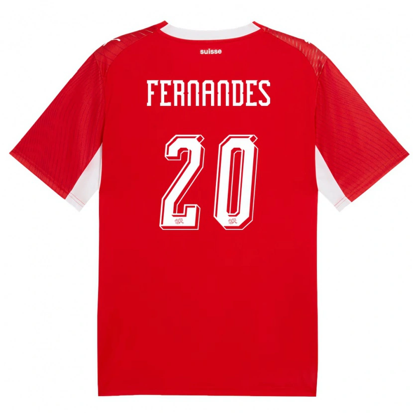 Danxen Kvinnor Schweiz Edimilson Fernandes #20 Röd Vit Hemmatröja Matchtröjor 26-28 Tröjor T-Tröja
