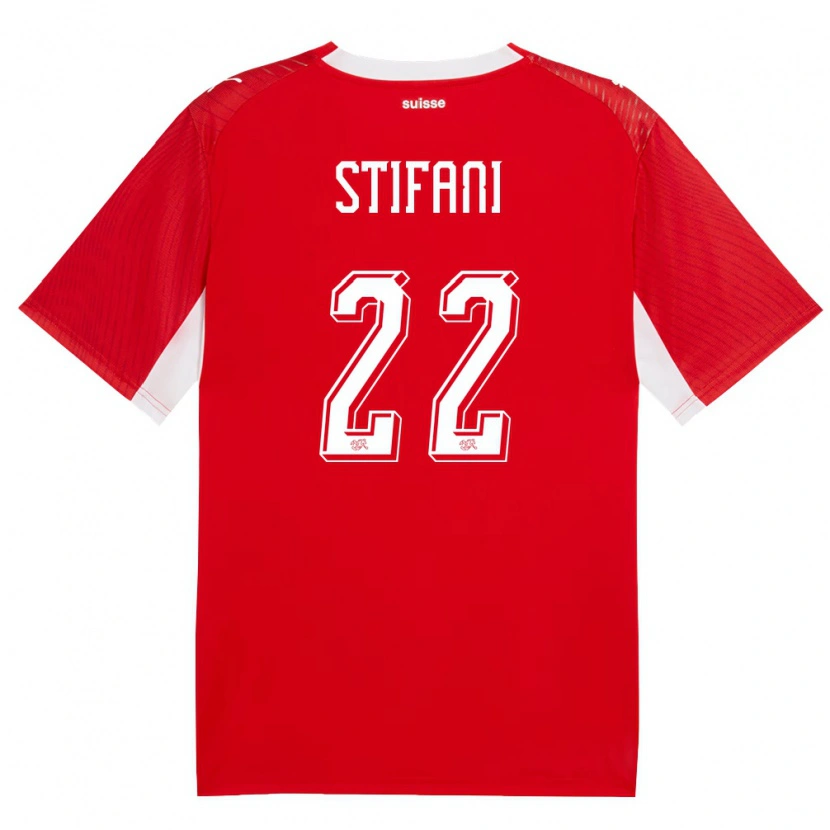 Danxen Kvinnor Schweiz Nolaan Stifani #22 Röd Vit Hemmatröja Matchtröjor 26-28 Tröjor T-Tröja