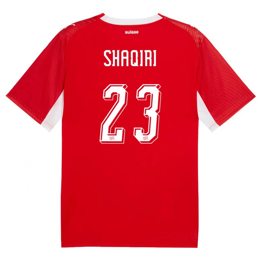 Danxen Kvinnor Schweiz Xherdan Shaqiri #23 Röd Vit Hemmatröja Matchtröjor 26-28 Tröjor T-Tröja