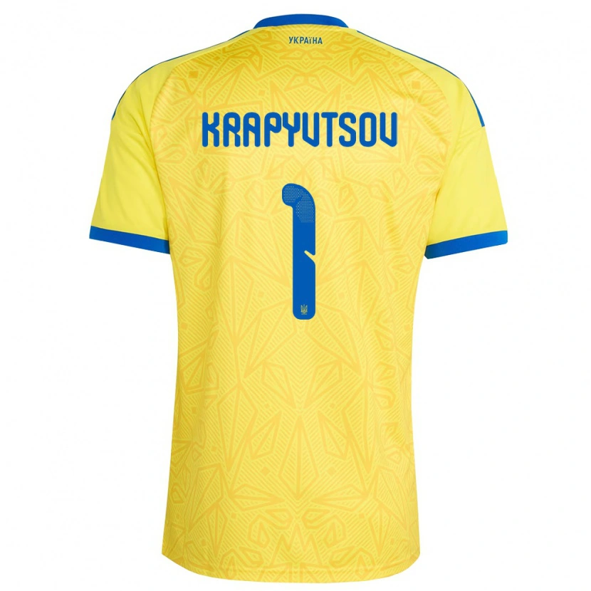 Danxen Kvinnor Ukraina Vladyslav Krapyvtsov #1 Gul Blå Hemmatröja Matchtröjor 26-28 Tröjor T-Tröja