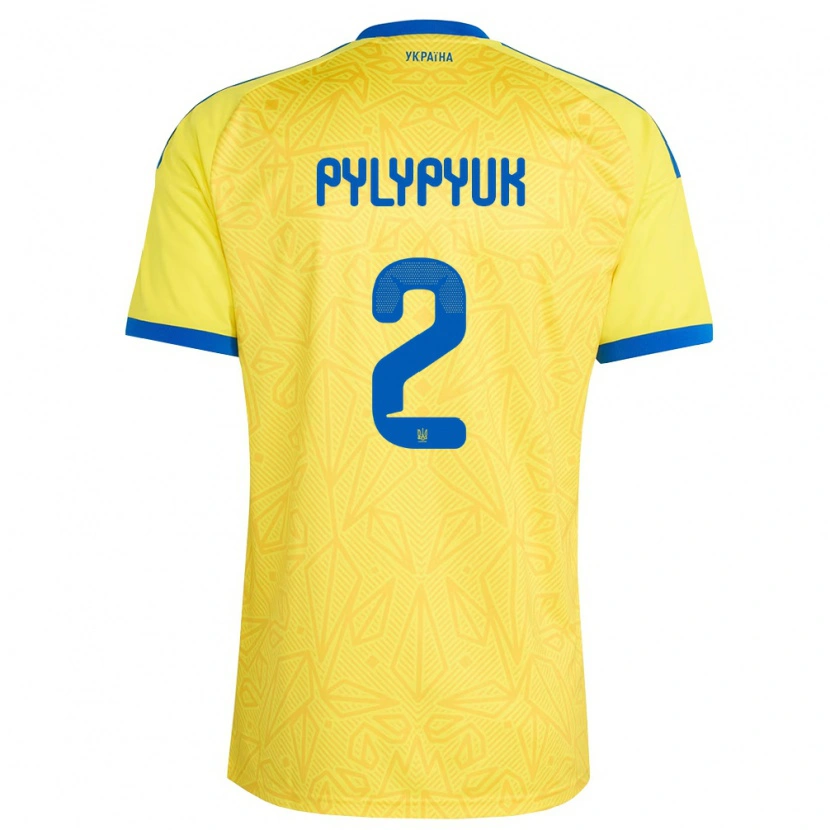 Danxen Kvinnor Ukraina Oleg Pylypyuk #2 Gul Blå Hemmatröja Matchtröjor 26-28 Tröjor T-Tröja