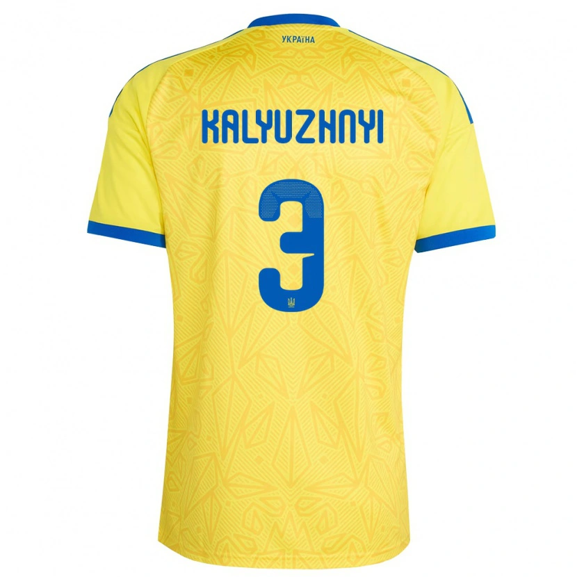 Danxen Kvinnor Ukraina Nikita Kalyuzhnyi #3 Gul Blå Hemmatröja Matchtröjor 26-28 Tröjor T-Tröja