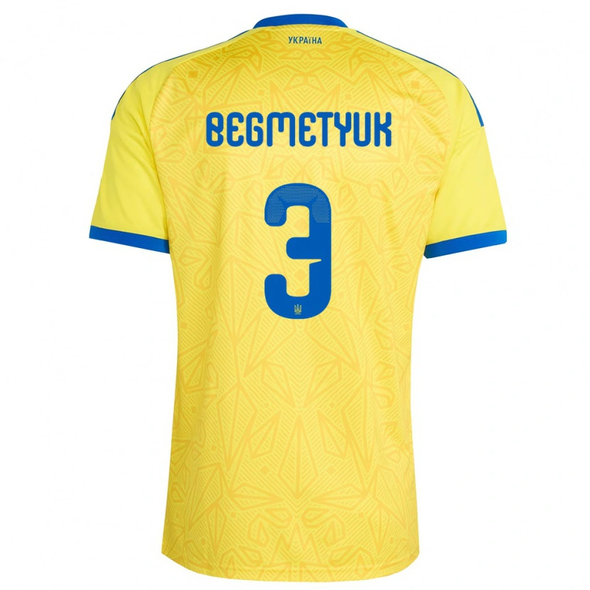 Danxen Kvinnor Ukraina Bogdan Begmetyuk #3 Gul Blå Hemmatröja Matchtröjor 26-28 Tröjor T-Tröja