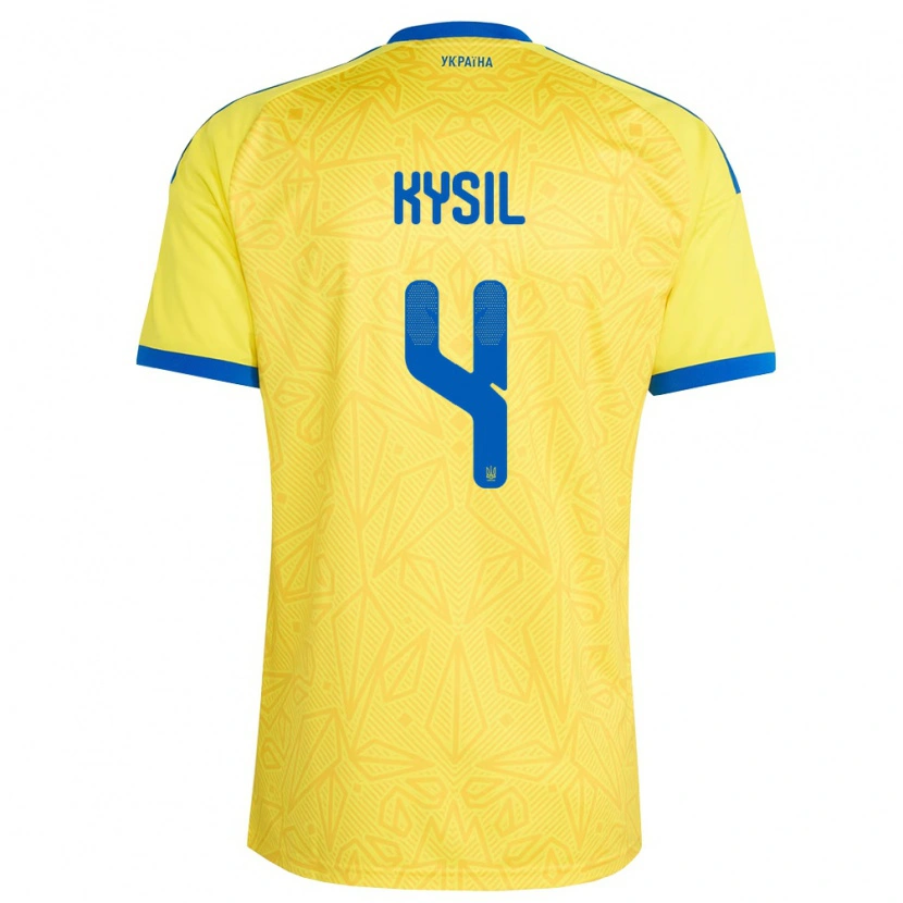 Danxen Kvinnor Ukraina Vladyslav Kysil #4 Gul Blå Hemmatröja Matchtröjor 26-28 Tröjor T-Tröja