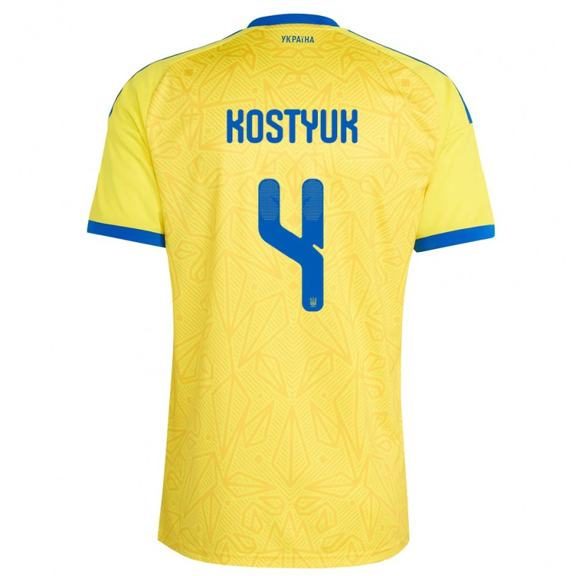Danxen Kvinnor Ukraina Yegor Kostyuk #4 Gul Blå Hemmatröja Matchtröjor 26-28 Tröjor T-Tröja