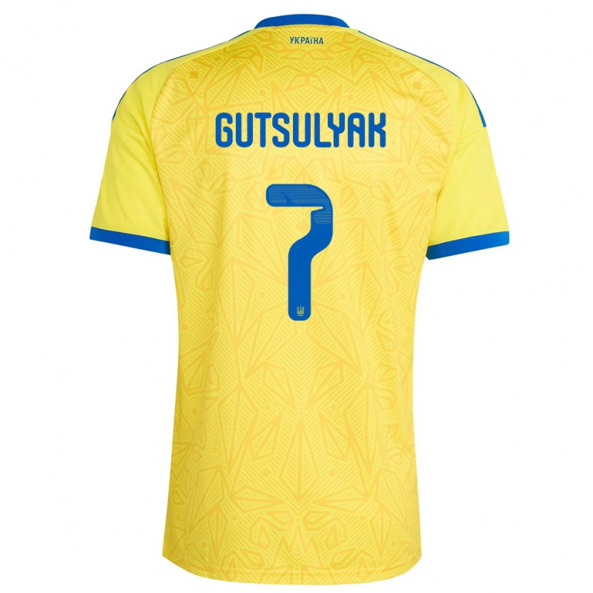 Danxen Kvinnor Ukraina Oleksiy Gutsulyak #7 Gul Blå Hemmatröja Matchtröjor 26-28 Tröjor T-Tröja