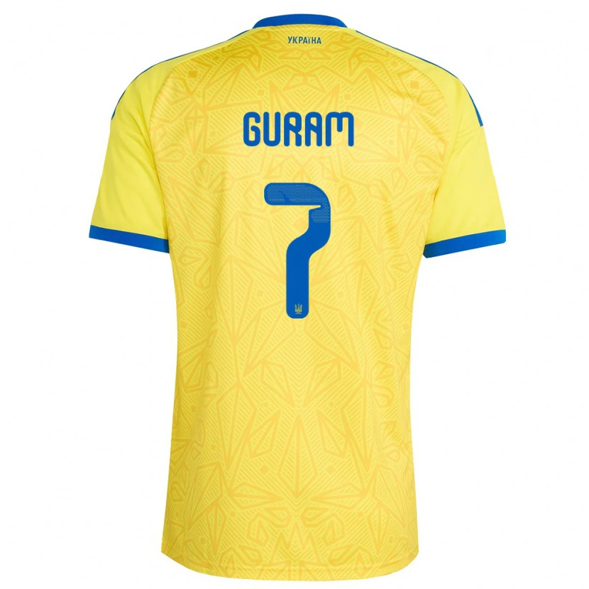 Danxen Kvinnor Ukraina Adam Guram #7 Gul Blå Hemmatröja Matchtröjor 26-28 Tröjor T-Tröja