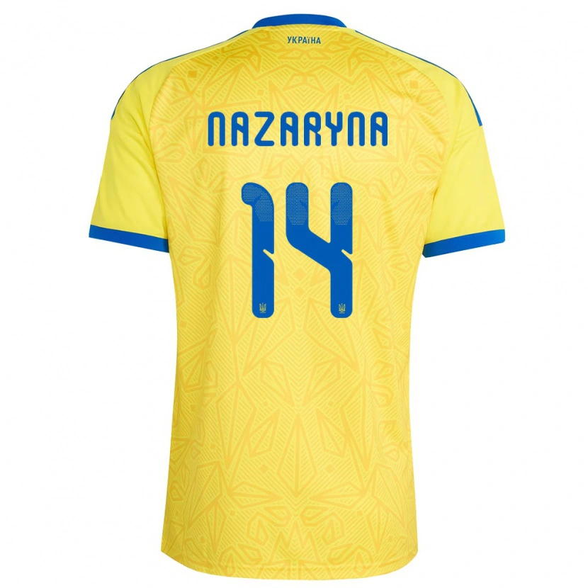 Danxen Kvinnor Ukraina Yegor Nazaryna #14 Gul Blå Hemmatröja Matchtröjor 26-28 Tröjor T-Tröja