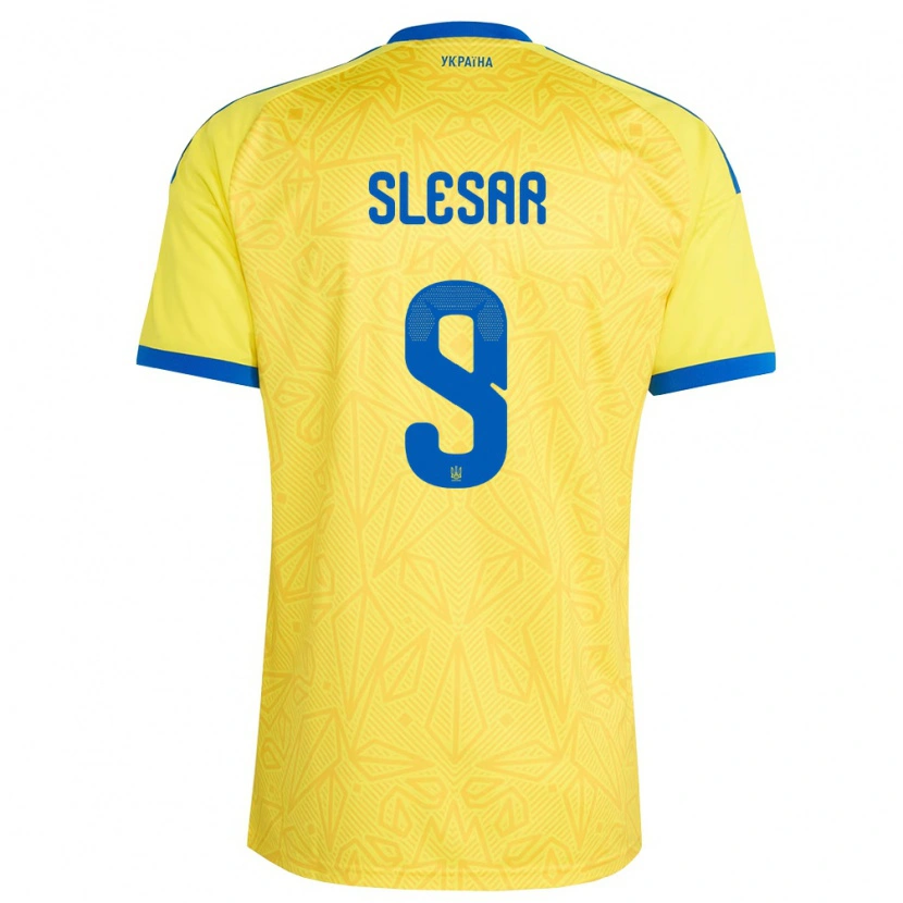 Danxen Kvinnor Ukraina Artem Slesar #9 Gul Blå Hemmatröja Matchtröjor 26-28 Tröjor T-Tröja