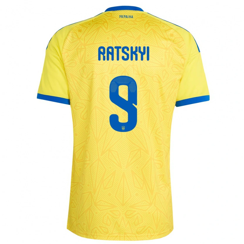 Danxen Kvinnor Ukraina Marko Ratskyi #9 Gul Blå Hemmatröja Matchtröjor 26-28 Tröjor T-Tröja