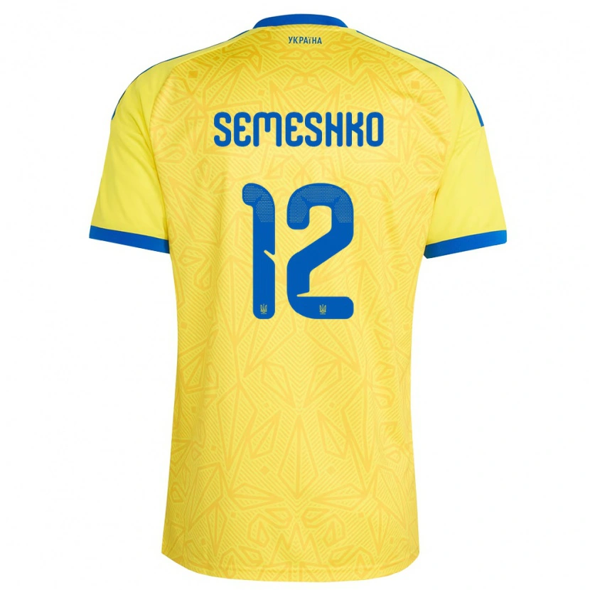 Danxen Kvinnor Ukraina Bogdan Semeshko #12 Gul Blå Hemmatröja Matchtröjor 26-28 Tröjor T-Tröja