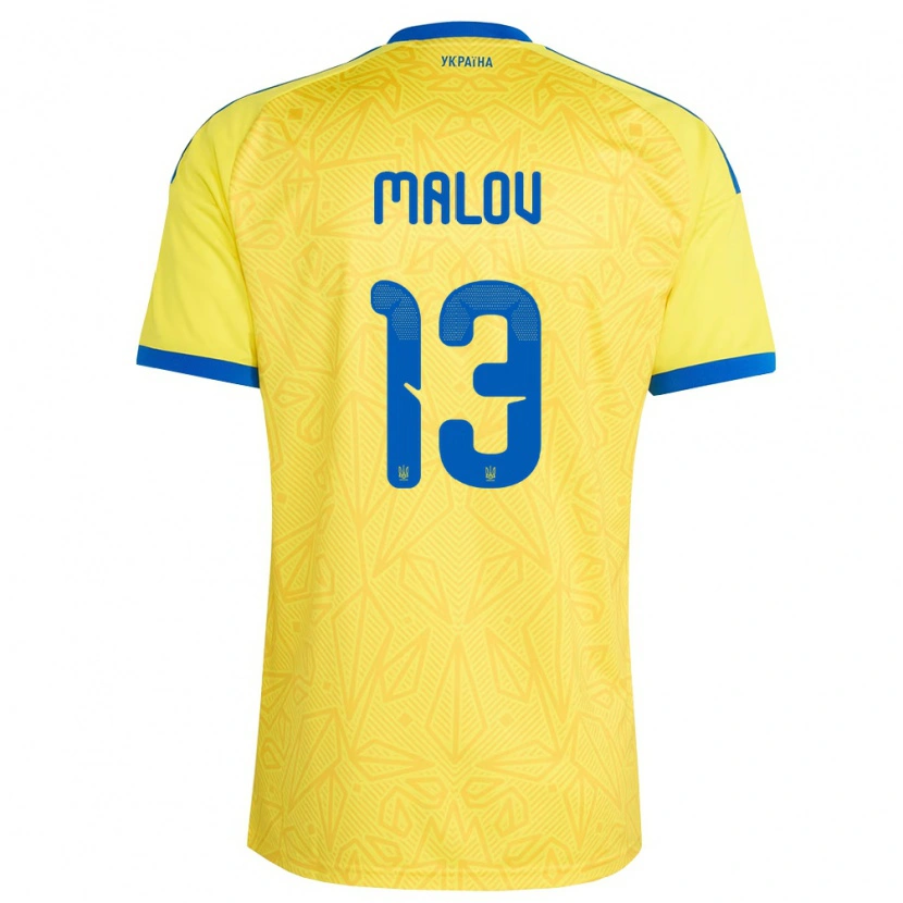 Danxen Kvinnor Ukraina Danylo Malov #13 Gul Blå Hemmatröja Matchtröjor 26-28 Tröjor T-Tröja