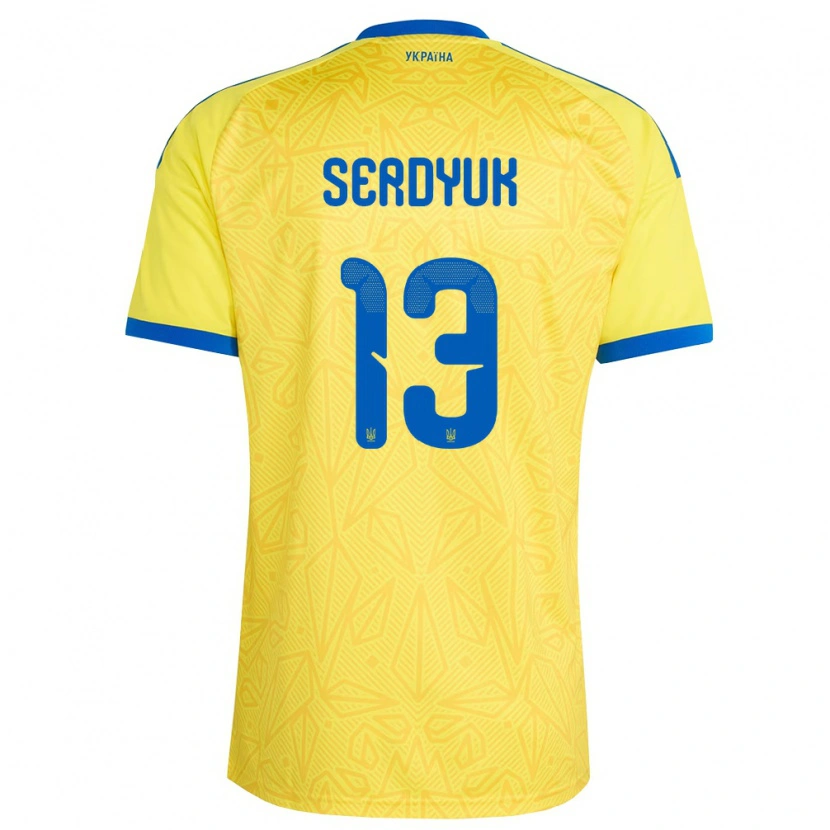 Danxen Kvinnor Ukraina Kirill Serdyuk #13 Gul Blå Hemmatröja Matchtröjor 26-28 Tröjor T-Tröja