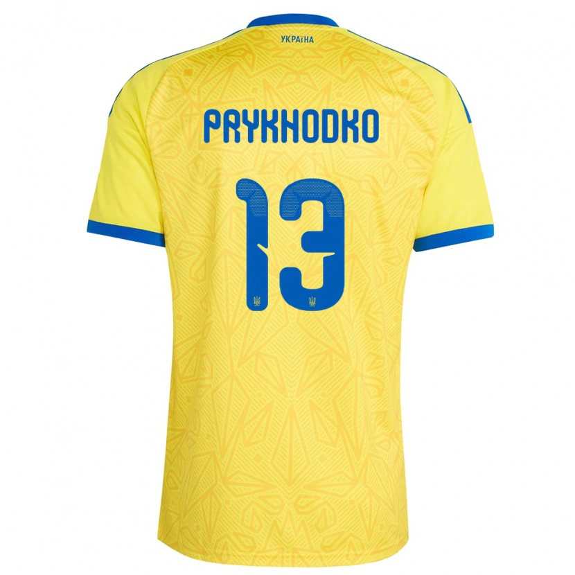 Danxen Kvinnor Ukraina Danylo Prykhodko #13 Gul Blå Hemmatröja Matchtröjor 26-28 Tröjor T-Tröja