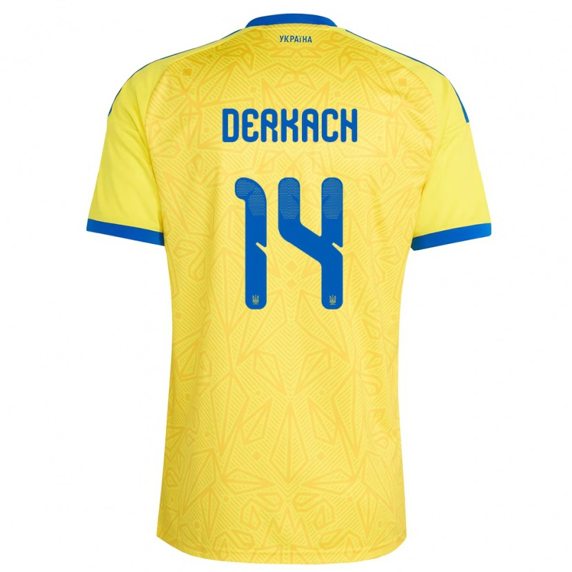 Danxen Kvinnor Ukraina Yana Derkach #14 Gul Blå Hemmatröja Matchtröjor 26-28 Tröjor T-Tröja