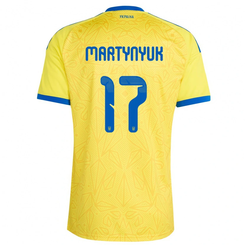Danxen Kvinnor Ukraina Anton Martynyuk #17 Gul Blå Hemmatröja Matchtröjor 26-28 Tröjor T-Tröja