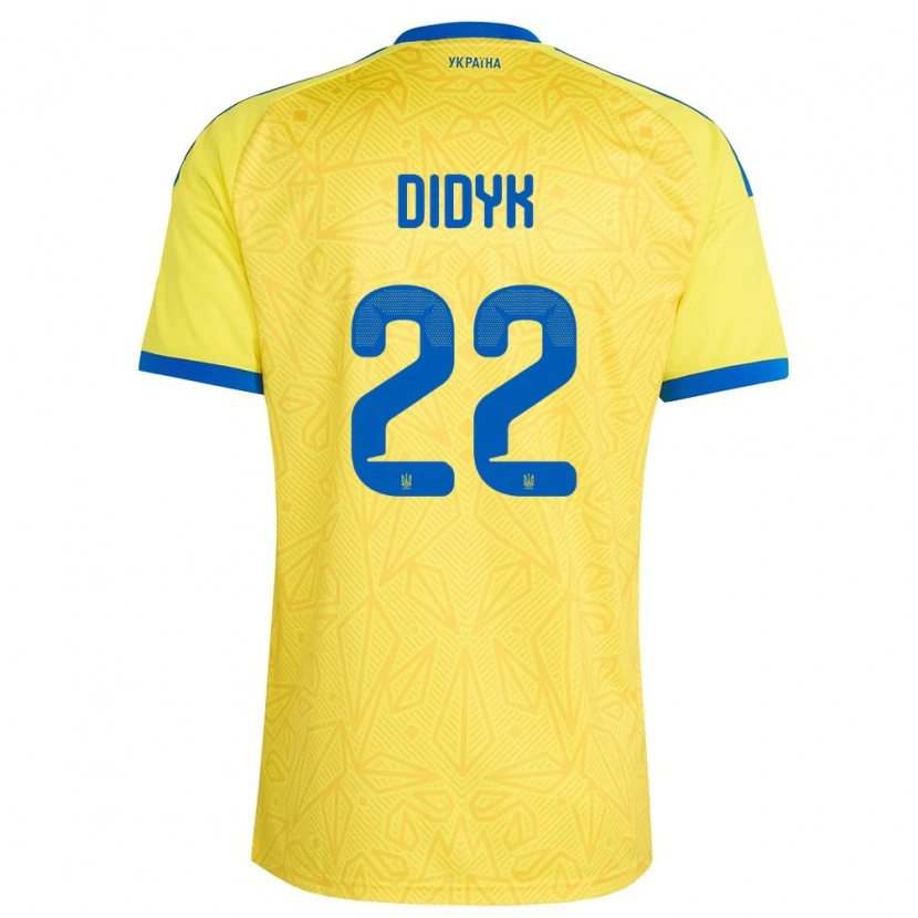 Danxen Kvinnor Ukraina Roman Didyk #22 Gul Blå Hemmatröja Matchtröjor 26-28 Tröjor T-Tröja