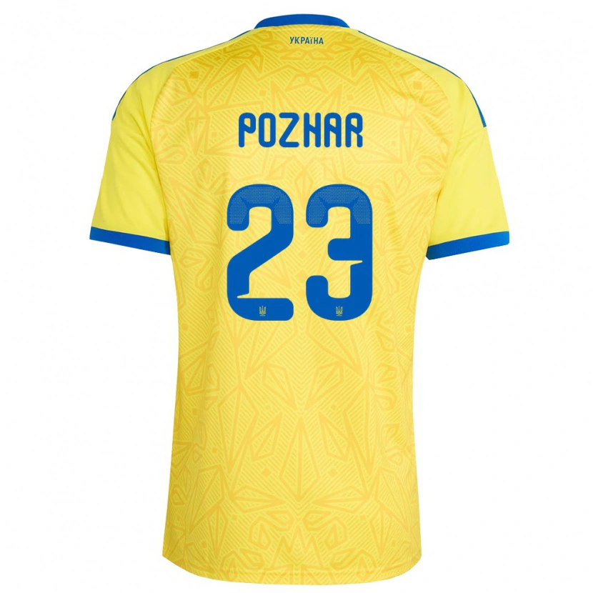 Danxen Kvinnor Ukraina Dmytro Pozhar #23 Gul Blå Hemmatröja Matchtröjor 26-28 Tröjor T-Tröja