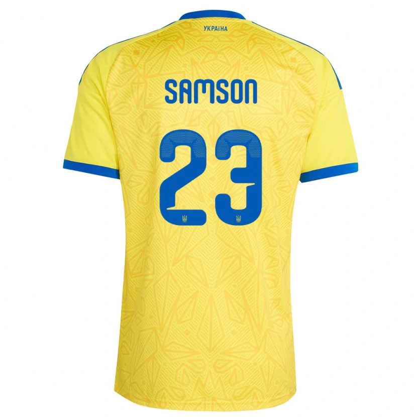 Danxen Kvinnor Ukraina Kateryna Samson #23 Gul Blå Hemmatröja Matchtröjor 26-28 Tröjor T-Tröja