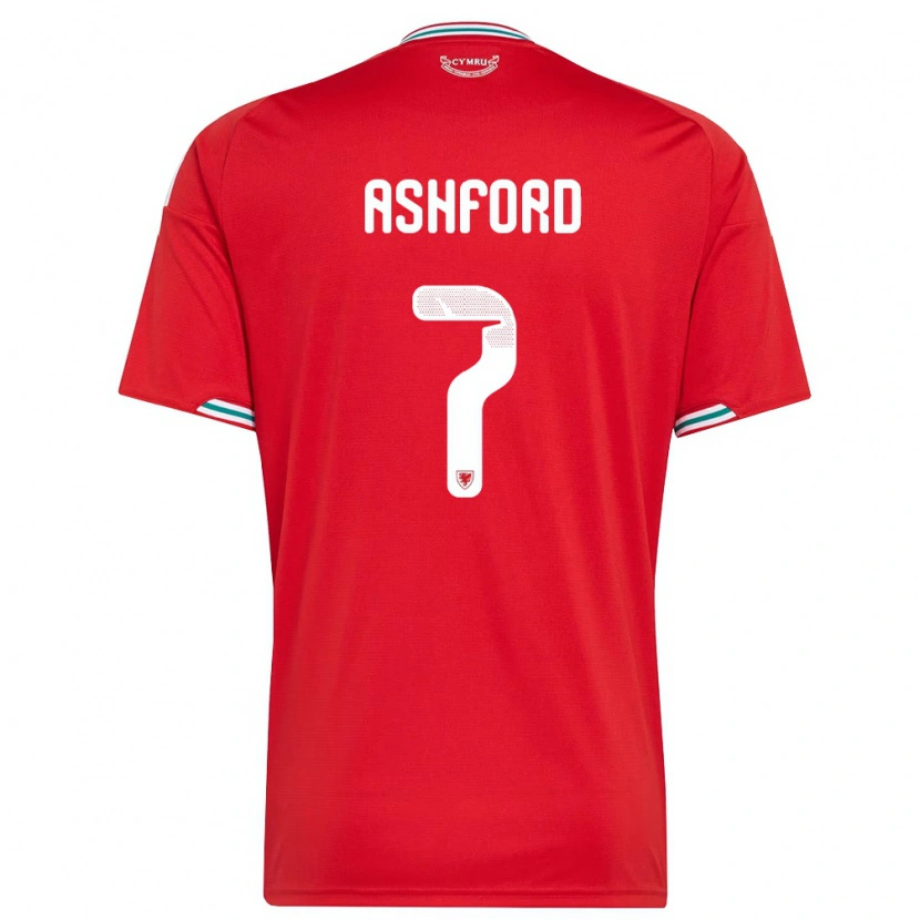 Danxen Kvinnor Wales Cian Ashford #7 Röd Vit Grön Hemmatröja Matchtröjor 26-28 Tröjor T-Tröja
