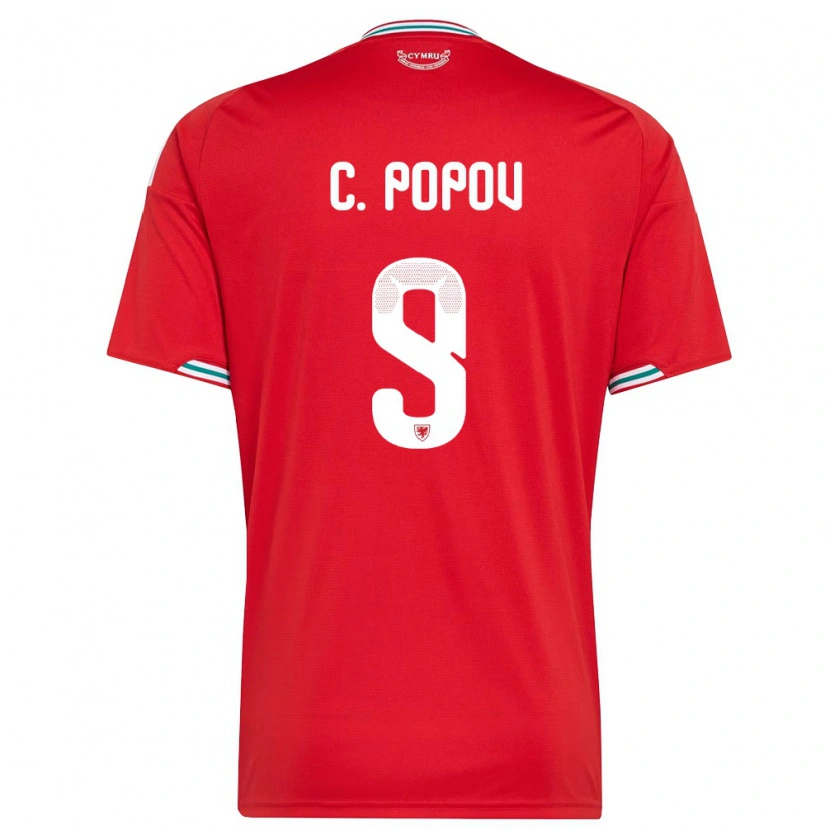 Danxen Kvinnor Wales Chris Popov #9 Röd Vit Grön Hemmatröja Matchtröjor 26-28 Tröjor T-Tröja