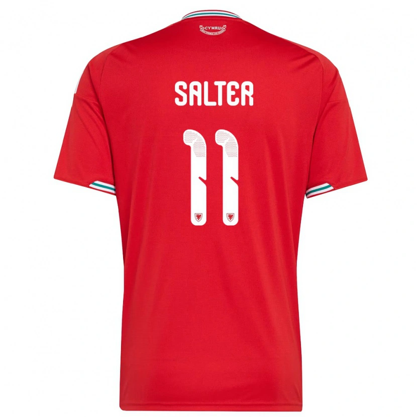 Danxen Kvinnor Wales Oliver Salter #11 Röd Vit Grön Hemmatröja Matchtröjor 26-28 Tröjor T-Tröja