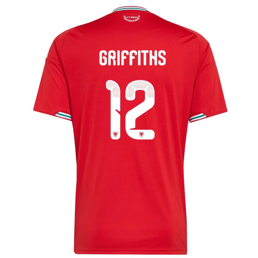 Danxen Kvinnor Wales Ewan Griffiths #12 Röd Vit Grön Hemmatröja Matchtröjor 26-28 Tröjor T-Tröja