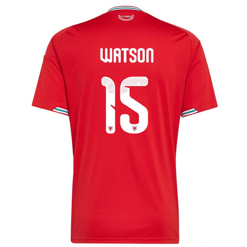 Danxen Kvinnor Wales Rhys Watson #15 Röd Vit Grön Hemmatröja Matchtröjor 26-28 Tröjor T-Tröja