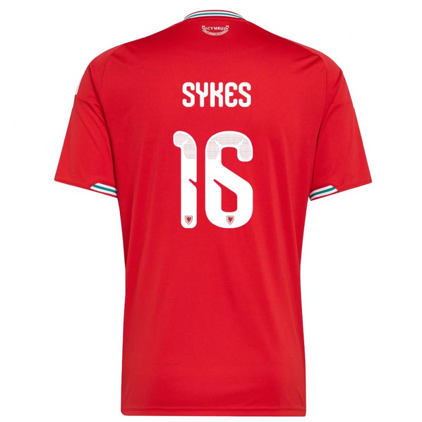 Danxen Kvinnor Wales Jack Sykes #16 Röd Vit Grön Hemmatröja Matchtröjor 26-28 Tröjor T-Tröja