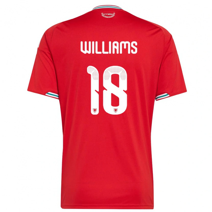 Danxen Kvinnor Wales Josh Williams #18 Röd Vit Grön Hemmatröja Matchtröjor 26-28 Tröjor T-Tröja