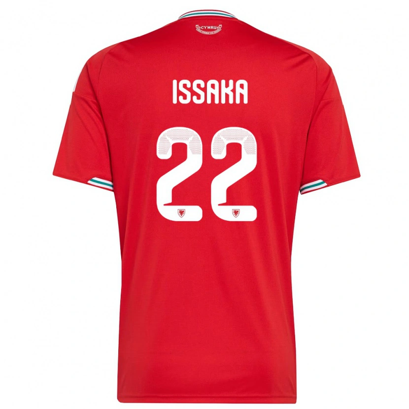 Danxen Kvinnor Wales Freddie Issaka #22 Röd Vit Grön Hemmatröja Matchtröjor 26-28 Tröjor T-Tröja