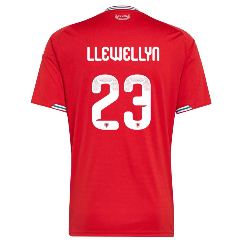 Danxen Kvinnor Wales Ffion Llewellyn #23 Röd Vit Grön Hemmatröja Matchtröjor 26-28 Tröjor T-Tröja